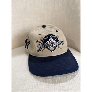 Vintage 90's #1 Apparel New York Yankees Snapback Hat Two Tone Embroidered